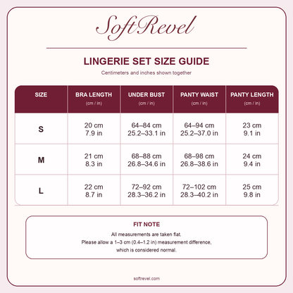 SoftRevel Size Guide — cm and in
