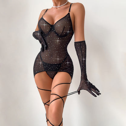 SoftRevel Sheer Mesh Push-Up Underwire Lingerie Set - detail view