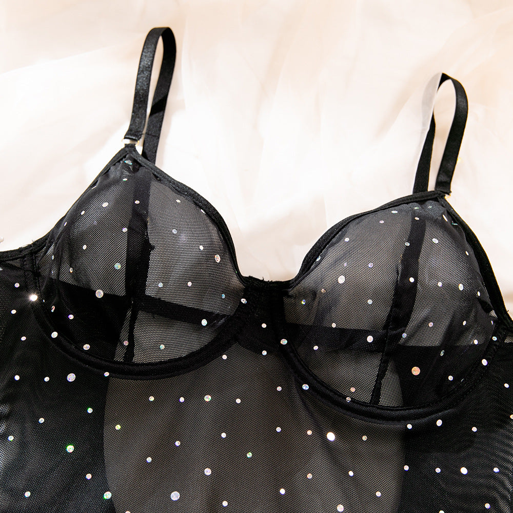Sheer Mesh Push-Up Underwire Lingerie Set - detail view 30
