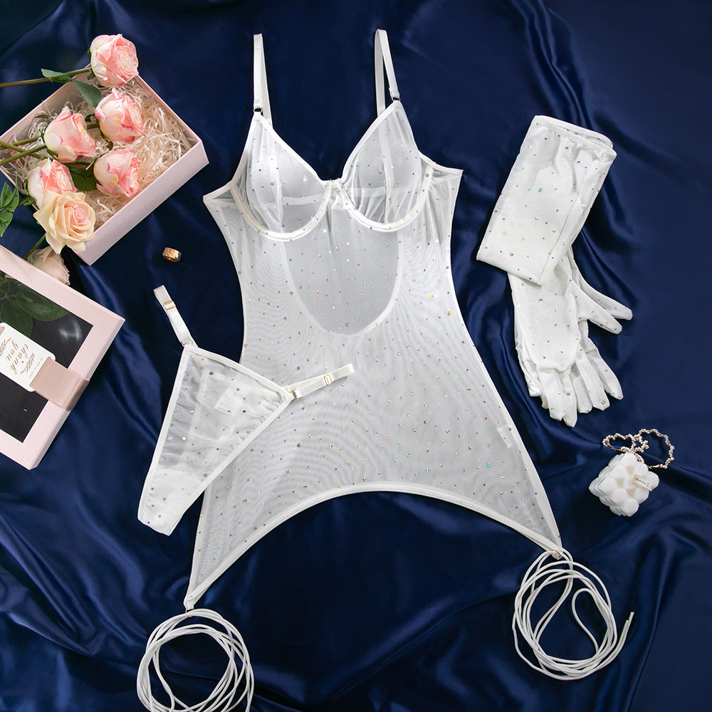 Sheer Mesh Push-Up Underwire Lingerie Set - detail view 37