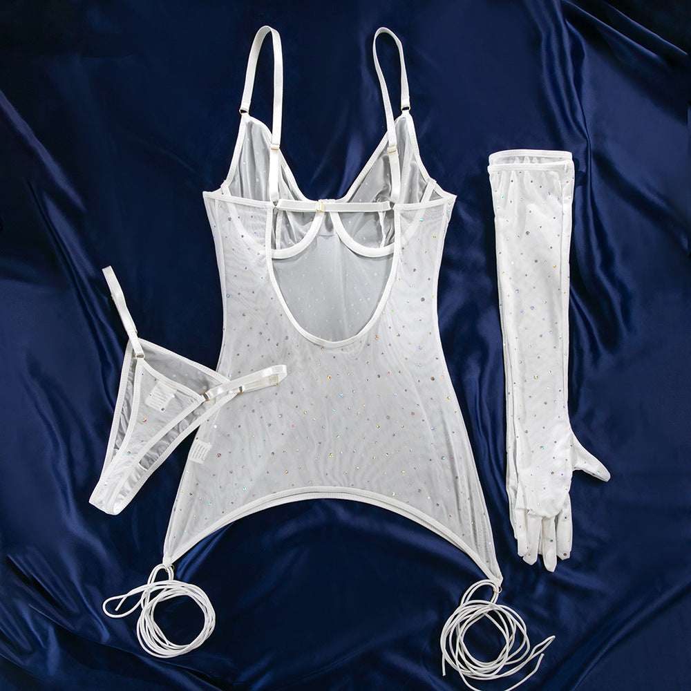 Sheer Mesh Push-Up Underwire Lingerie Set - detail view 38
