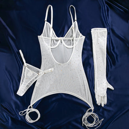 Sheer Mesh Push-Up Underwire Lingerie Set - detail view 38