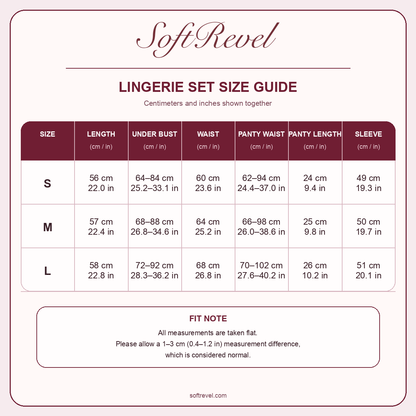 SoftRevel Size Guide — cm and in