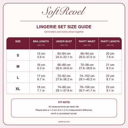 SoftRevel Size Guide — cm and in