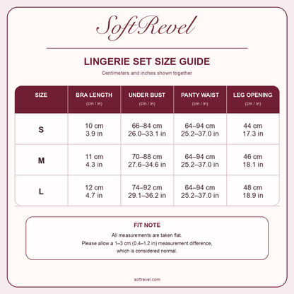 SoftRevel Size Guide — cm and in