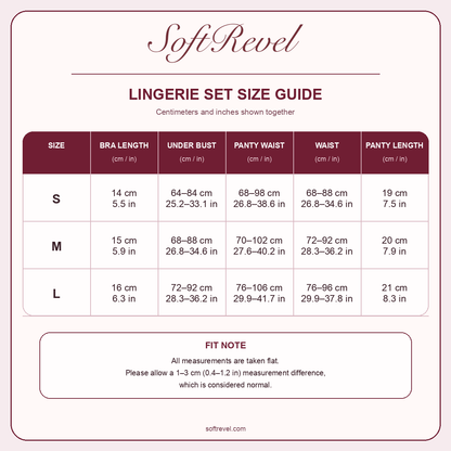 SoftRevel Size Guide — cm and in
