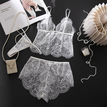 White Lace Sheer Mesh Lingerie Set - detail view 14
