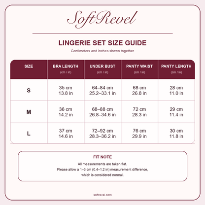 SoftRevel Size Guide — cm and in